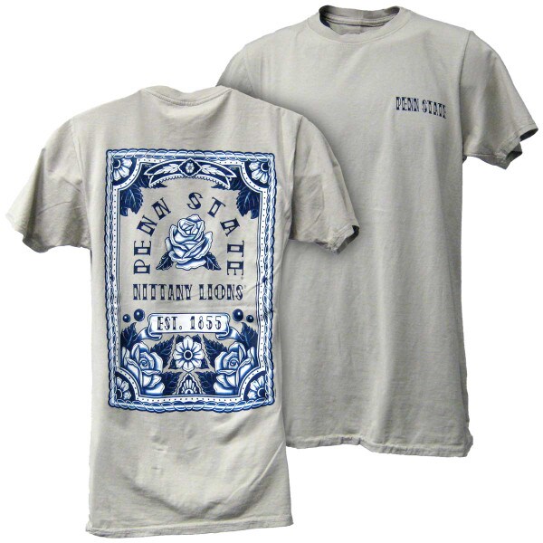 concrete short sleeve t-shirt with Penn State tattoo designs front and back